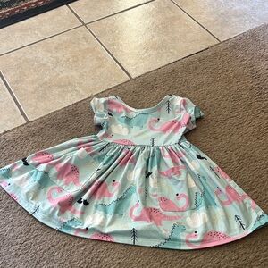 MILA and Rose Pink and Blue Dinosaur Print Kids Twirl Dress (6-12M) (NWOT)
